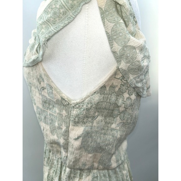 Wonderly Sage Green Smocked Maxi Dress Cottagecore Boho Prairie Romantic Size L - Picture 6 of 10